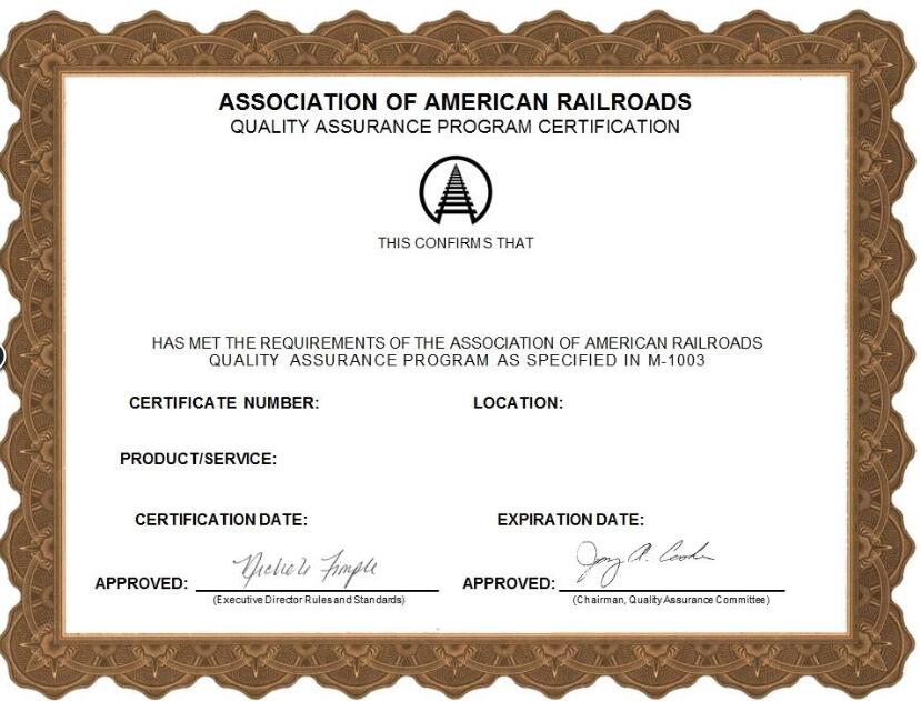 Luoyang LYC bearing Co., Ltd successfully pass Association Of American Railroads Quality Assurance Program Certificaition.